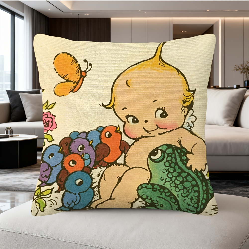 Baby Nursery Pillow - Cute Baby Frog Nursery Decor Pillow