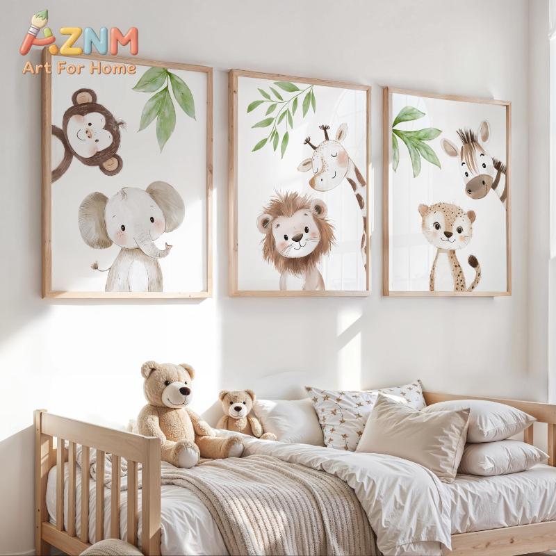 Baby Nursery Animal Theme - 1Pc/3Pcs Safari Animal Nursery Prints |