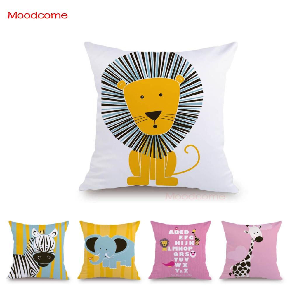 Baby Nursery Pillow - Super Cute Animals Lion Seahorse Giraffe