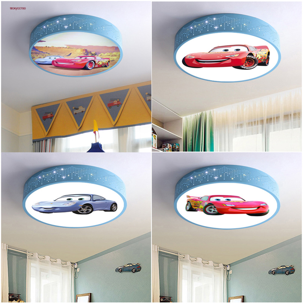Baby Nursery Light - Cartoon Car Round Led Ceiling Lamp