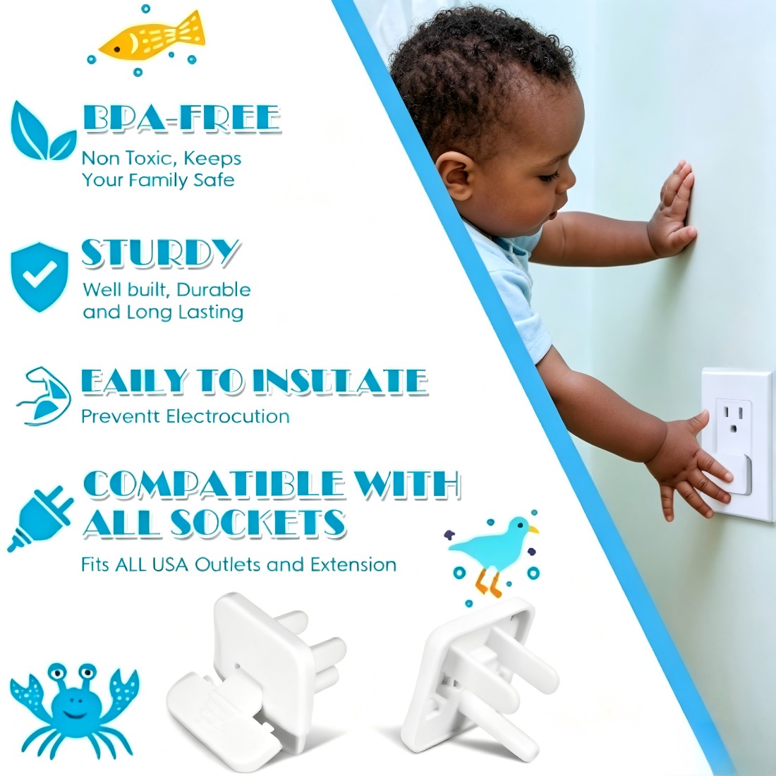 38 Pcs White Plastic Childproo - đánh giá và giá Outlet Cover Childproof