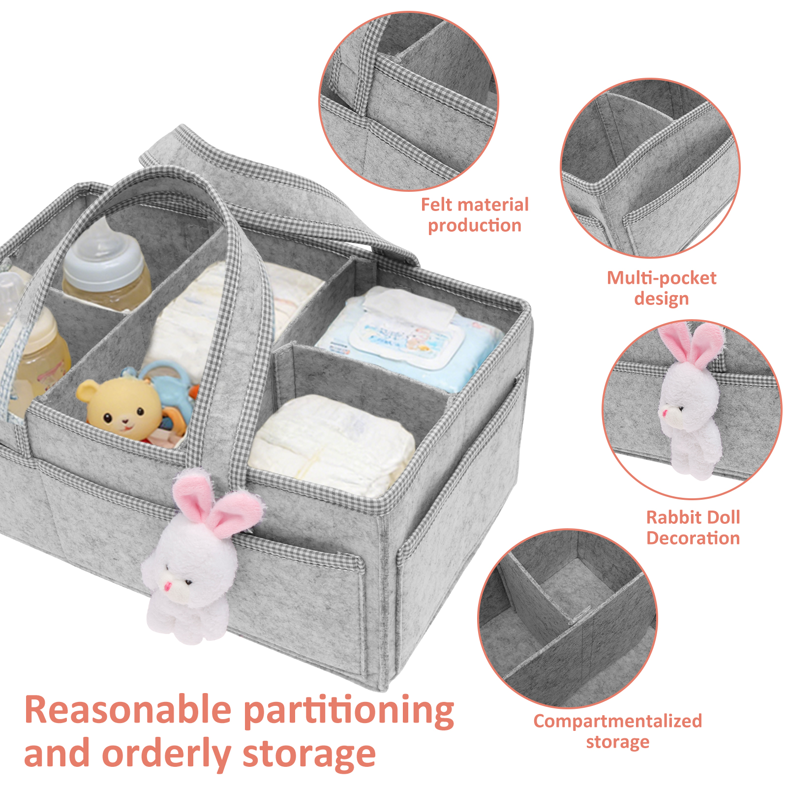 Baby Diaper Caddy Felt Baby Di - đánh giá và giá Baby Bag Nursery