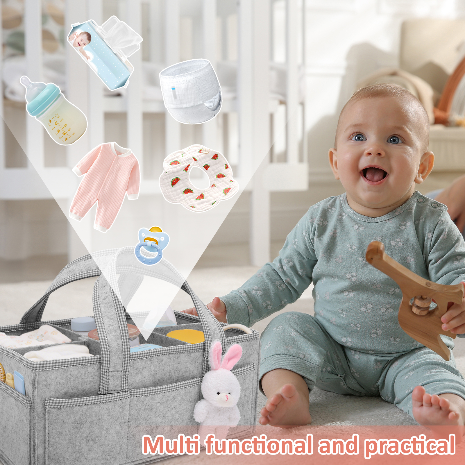 Baby Diaper Caddy Felt Baby Di - đánh giá và giá Baby Bag Nursery