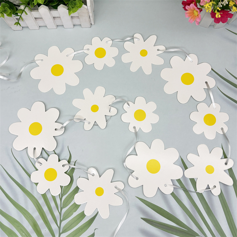 1Set White Daisy Flower Banner - đánh giá và giá Baby Nursery Bunting