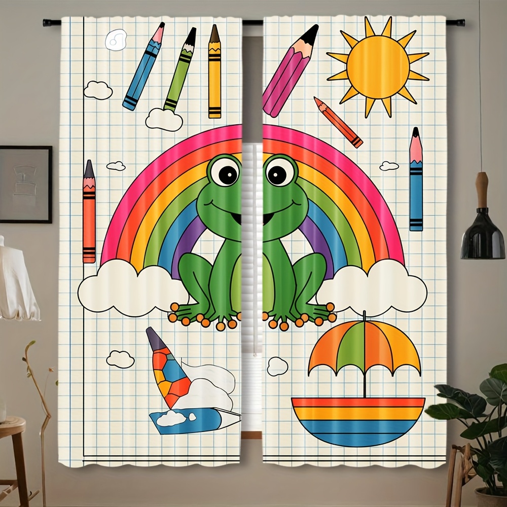 Cute Rainbow Frog Curtain Wind - đánh giá và giá Baby Nursery Animal Theme