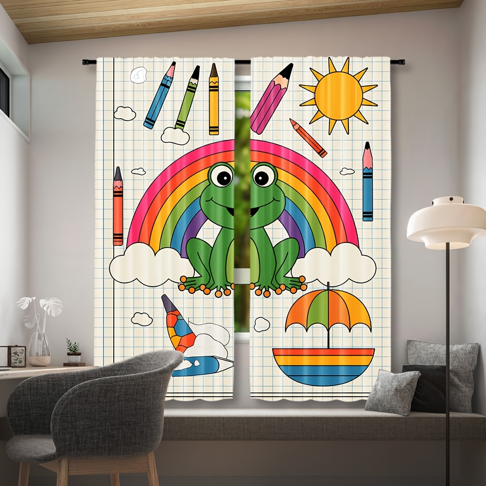 Cute Rainbow Frog Curtain Wind - đánh giá và giá Baby Nursery Animal Theme