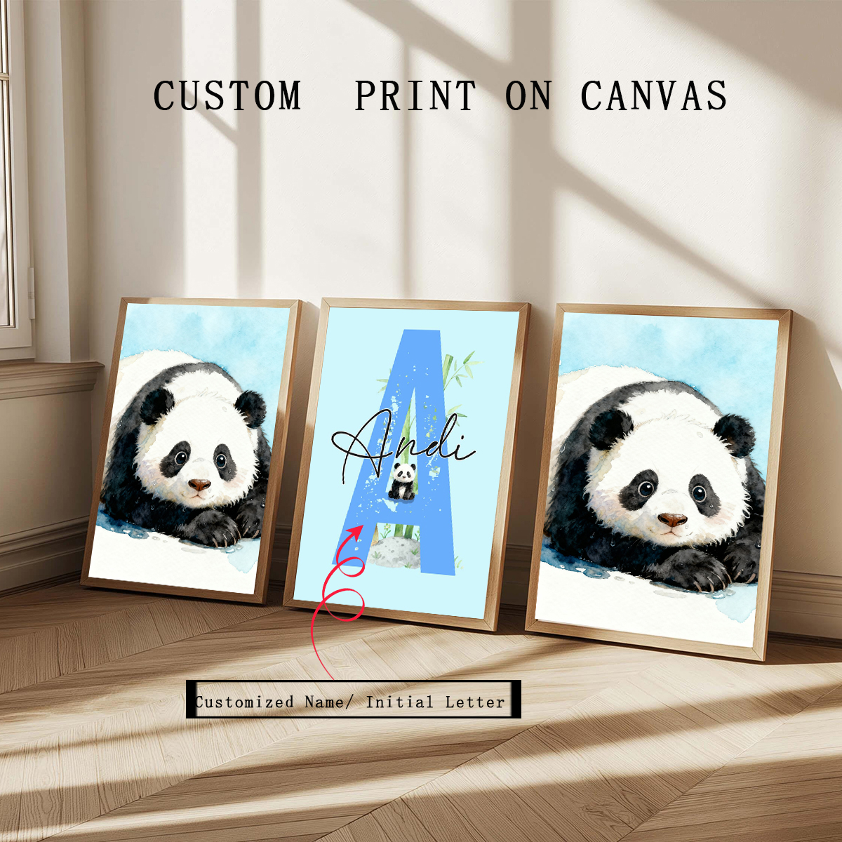3pcs Personalized Panda Nurser - đánh giá và giá Baby Nursery Art
