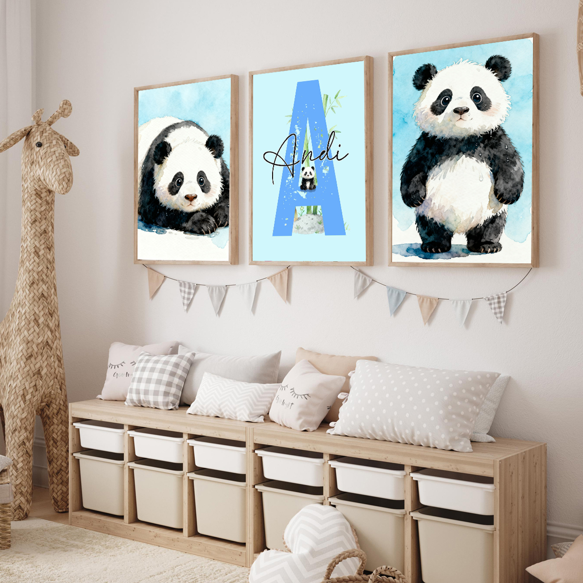 3pcs Personalized Panda Nurser - đánh giá và giá Baby Nursery Art
