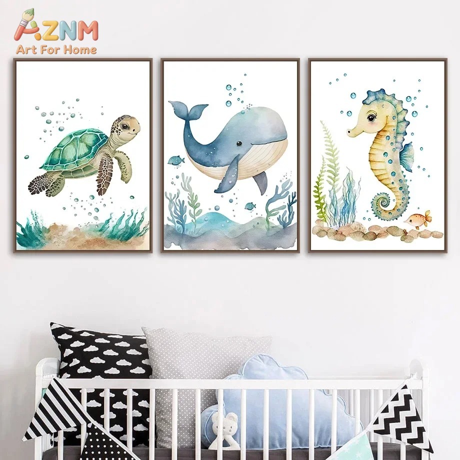Cute Whale Sea Horse Octopus C - đánh giá và giá Baby Nursery Art