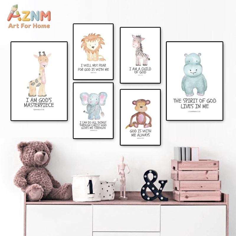 Bible Verse Animal Prints Wate - đánh giá và giá Baby Nursery Animal Theme