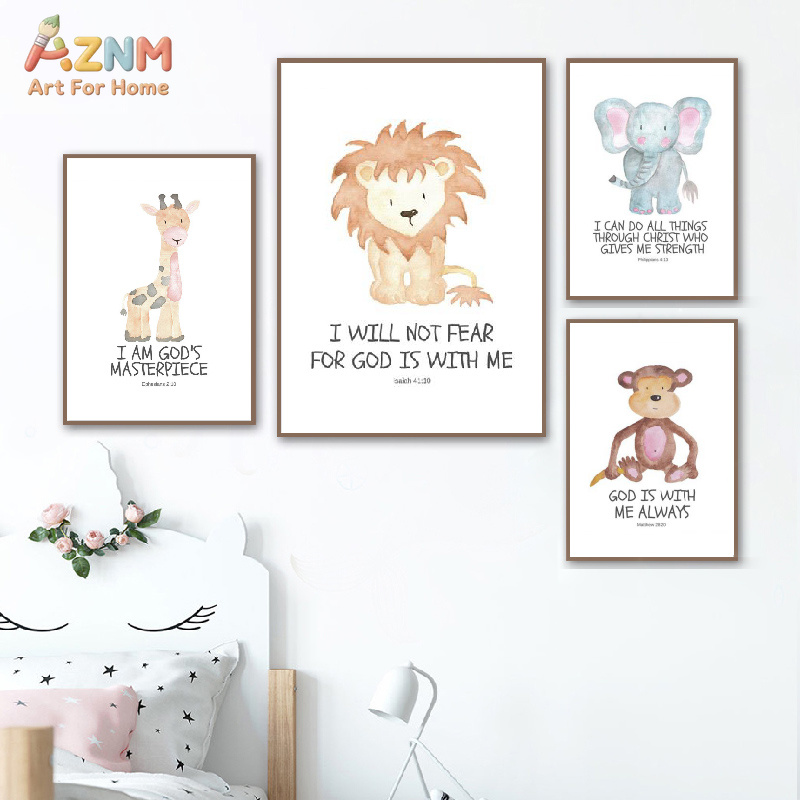 Bible Verse Animal Prints Wate - đánh giá và giá Baby Nursery Animal Theme