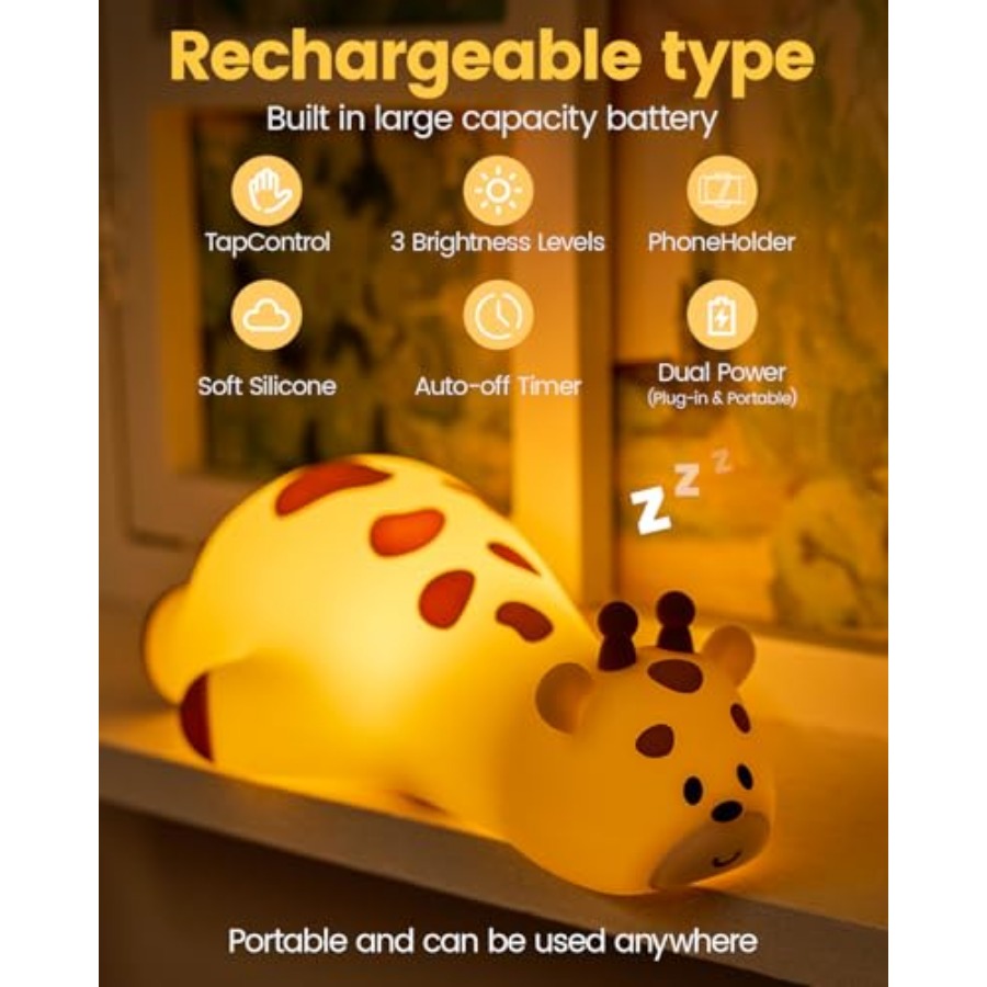 Night Light Giraffe, Silicone  - đánh giá và giá Baby Nursery Light