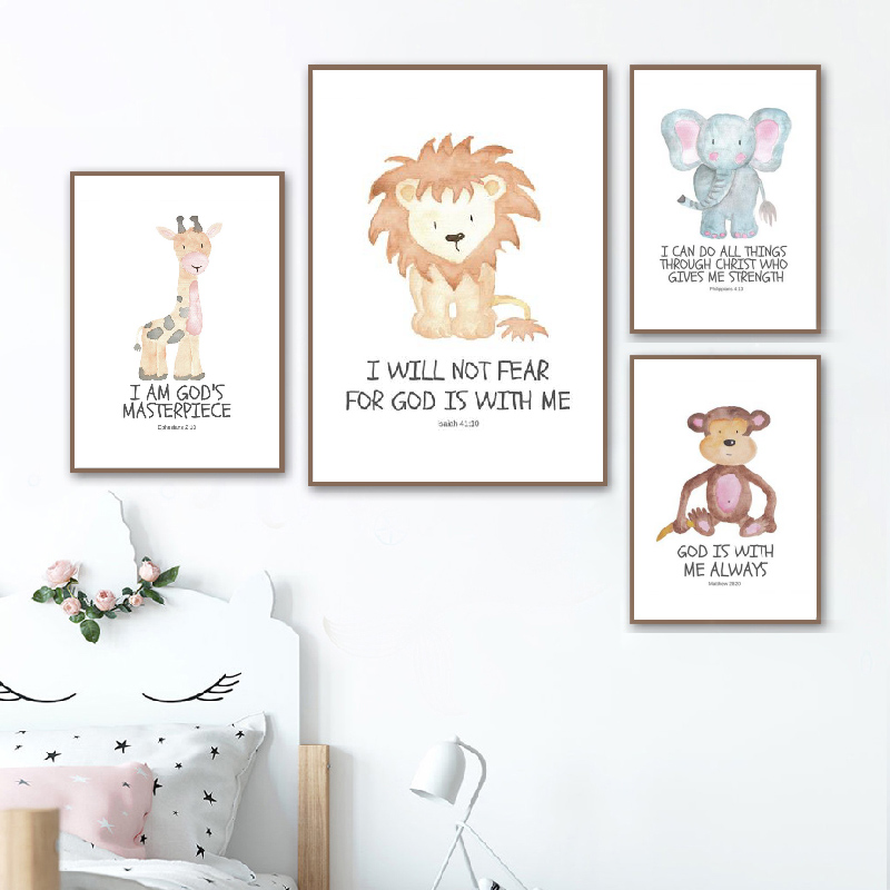 Bible Verse Animal Prints Wate - đánh giá và giá Baby Nursery Art
