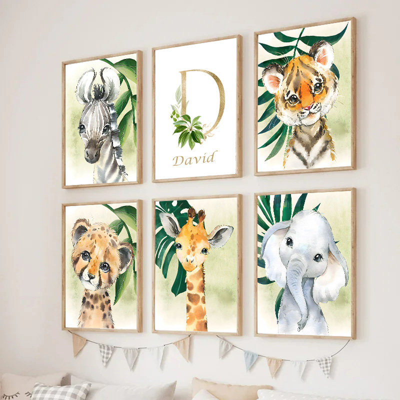 Gold Kids Name Poster Jungle A - đánh giá và giá Baby Nursery Animal Pictures