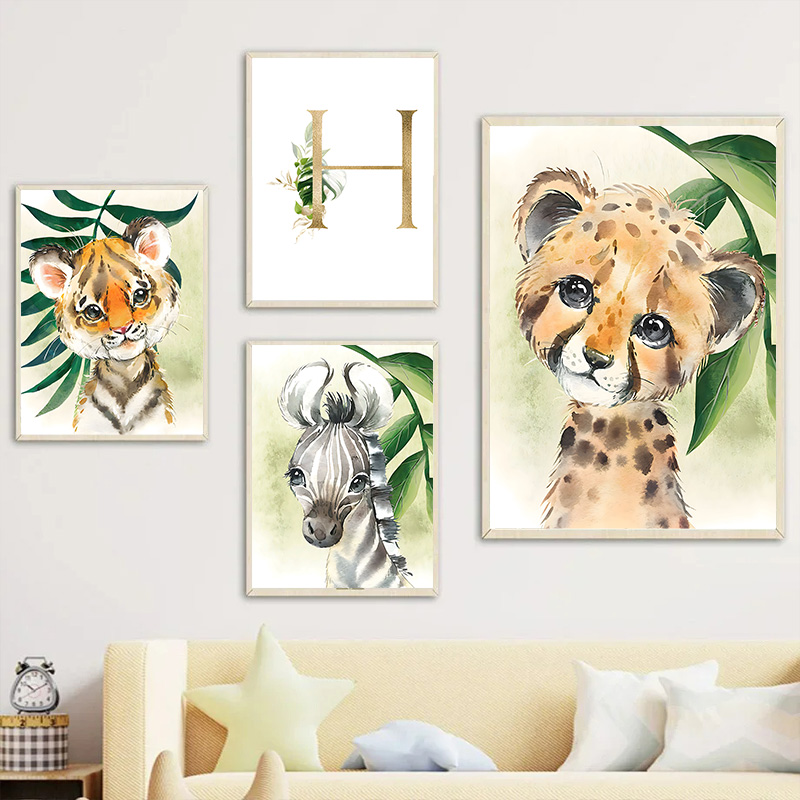 Gold Kids Name Poster Jungle A - đánh giá và giá Baby Nursery Animal Pictures