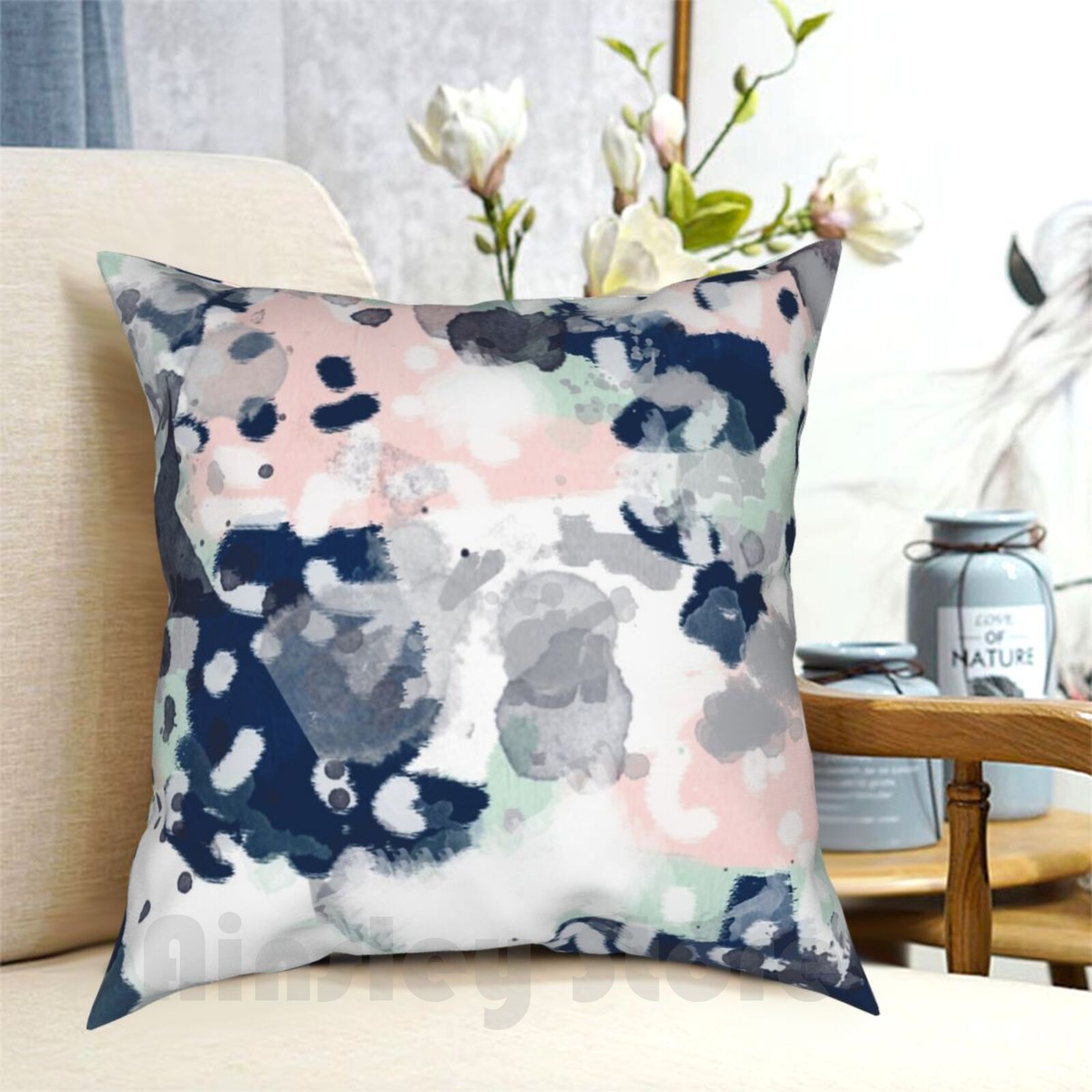 Melia-Abstract Minimal Paintin - đánh giá và giá Baby Nursery Pillow