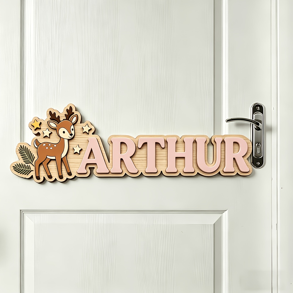 Custom Deer & Star Wooden Name - đánh giá và giá Baby Nursery Decorations