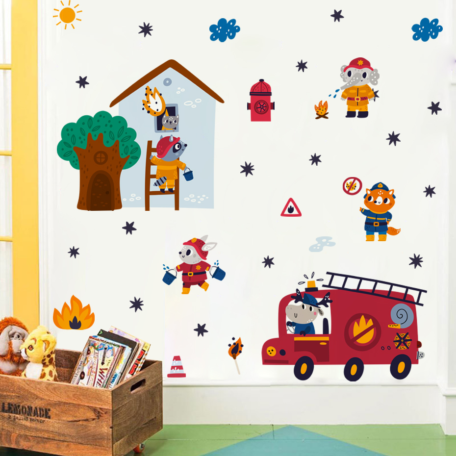 Cartoon Animal Firefighter Res - đánh giá và giá Baby Nursery Animal Theme
