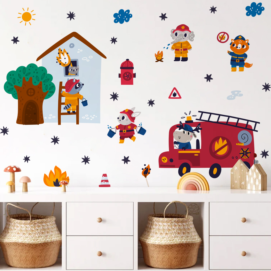 Cartoon Animal Firefighter Res - đánh giá và giá Baby Nursery Animal Theme