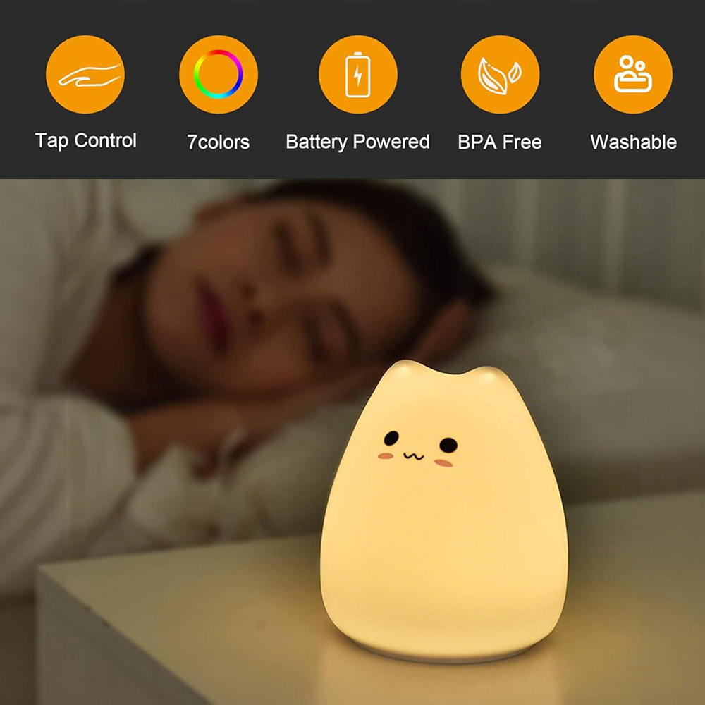 Cute Cat Night Light RGB Color - đánh giá và giá Baby Nursery Light
