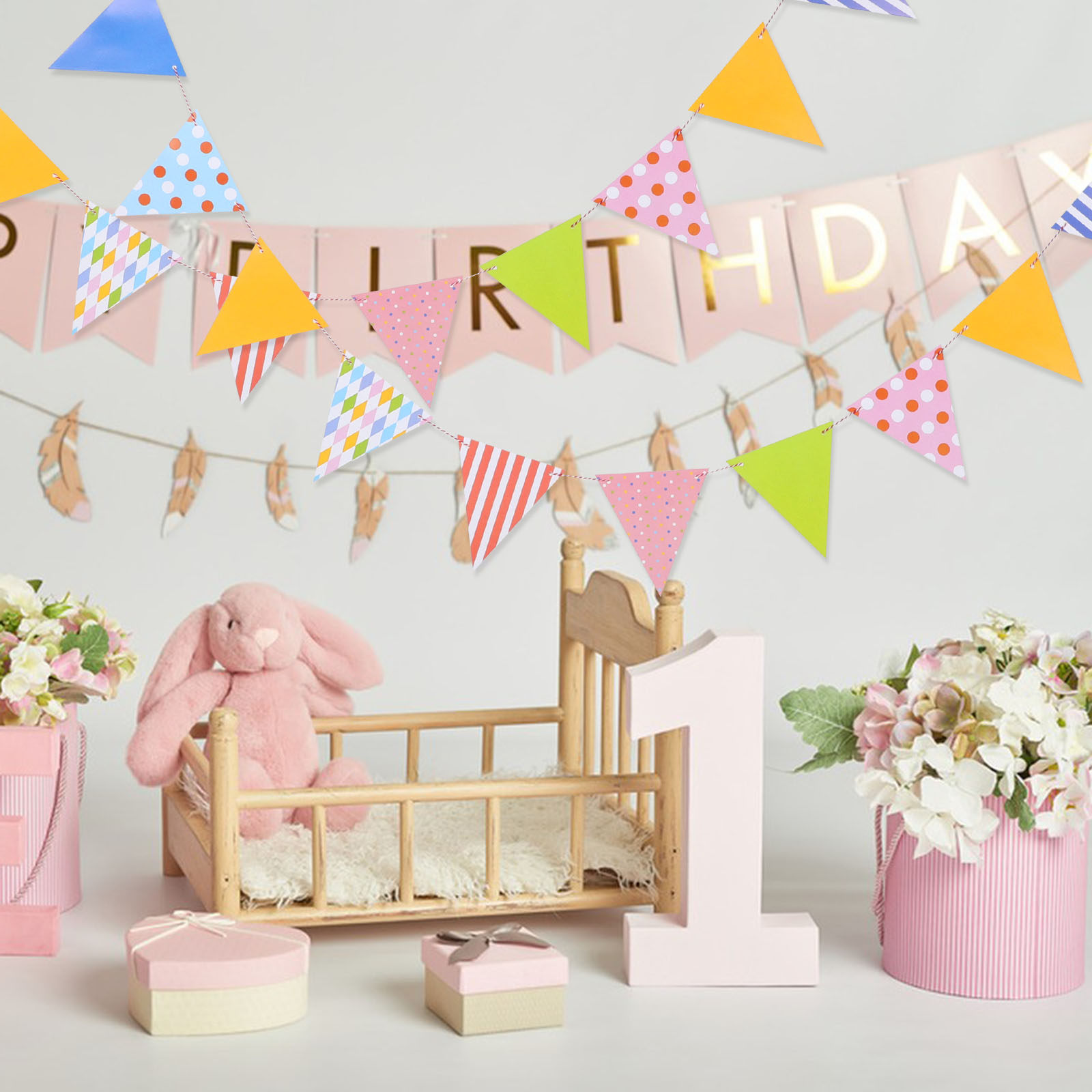 Triangle Paper Bunting Flags G - đánh giá và giá Baby Nursery Bunting