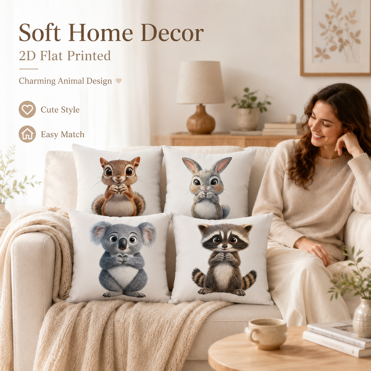 Cute Animal 2D Flat Printed Pe - đánh giá và giá Baby Nursery Pillow