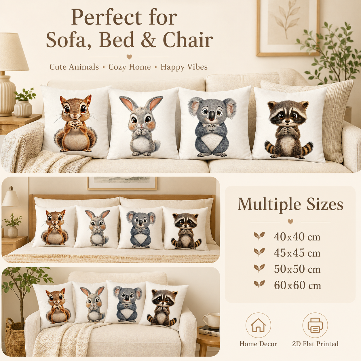 Cute Animal 2D Flat Printed Pe - đánh giá và giá Baby Nursery Pillow