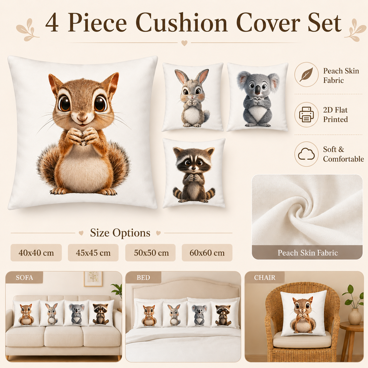 Cute Animal 2D Flat Printed Pe - đánh giá và giá Baby Nursery Pillow