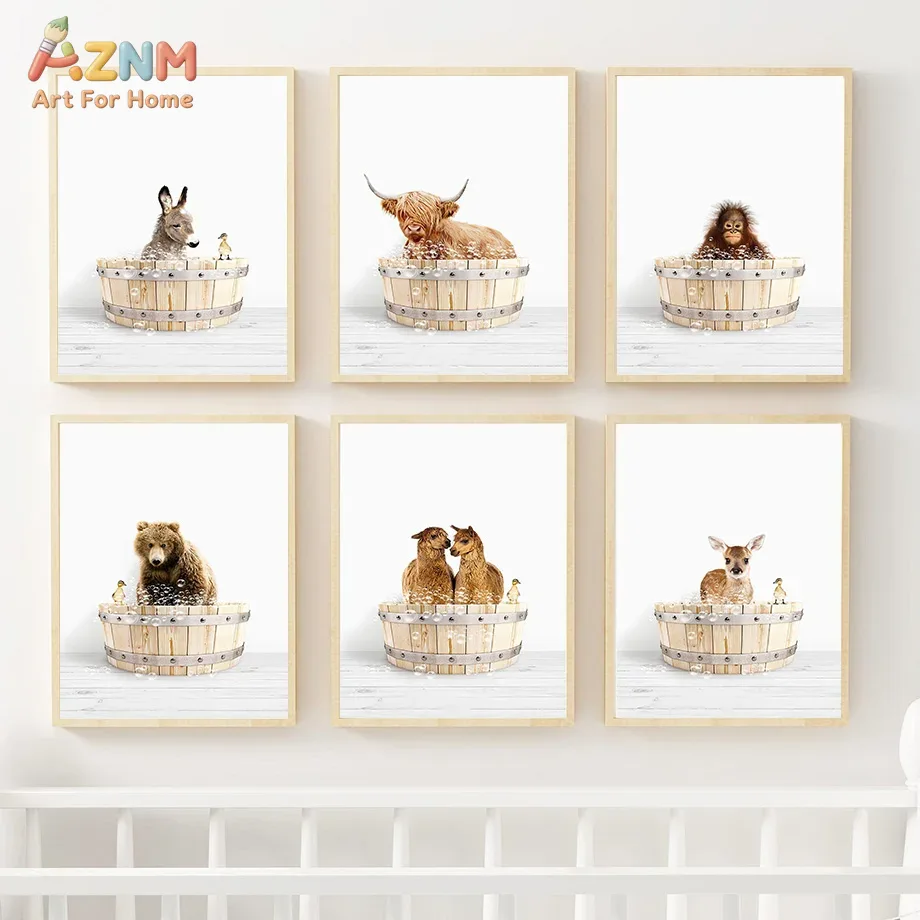 AZNM Cute Animals In Wooden Ba - đánh giá và giá Baby Nursery Animal Pictures