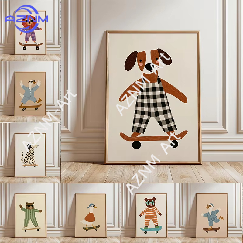 1PC Funny Animal Skateboarding - đánh giá và giá Baby Nursery Art