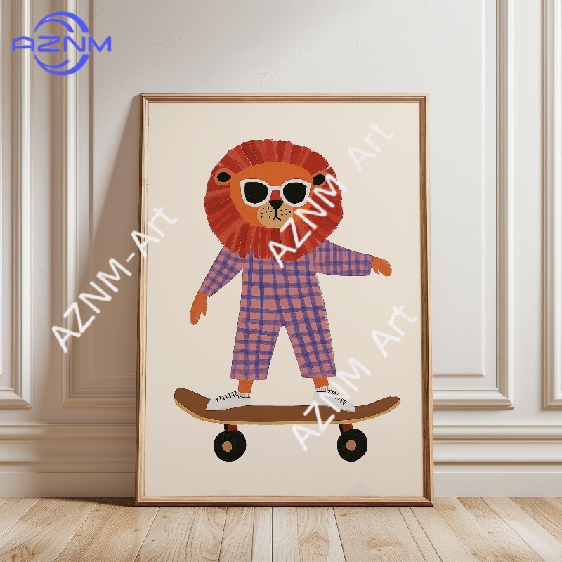 1PC Funny Animal Skateboarding - đánh giá và giá Baby Nursery Art