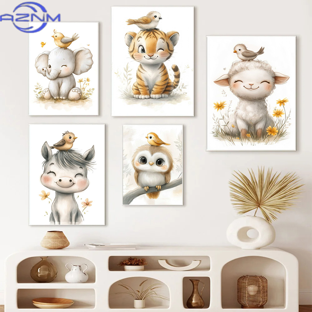AZNM Boho Style Cartoon Animal - đánh giá và giá Baby Nursery Animal Pictures