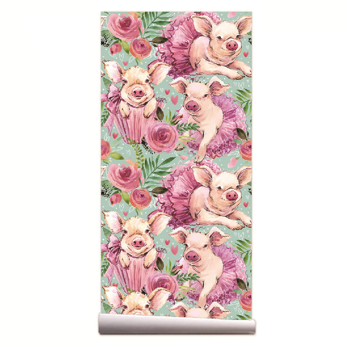 Pink Rose Floral Cute Baby Pig - đánh giá và giá Baby Nursery Animal Theme