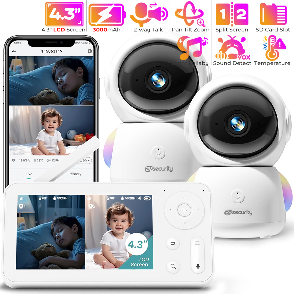 2K Baby Monitor with 2 Cameras - đánh giá và giá Baby Nursery Light