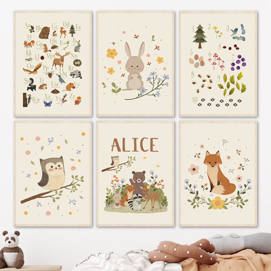 1pc frameless Cute Rabbit Fox  - đánh giá và giá Baby Nursery Art