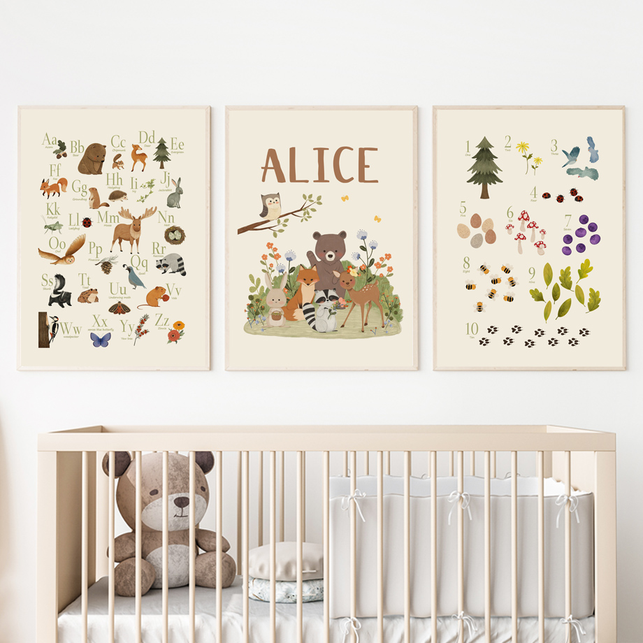 1pc frameless Cute Rabbit Fox  - đánh giá và giá Baby Nursery Art