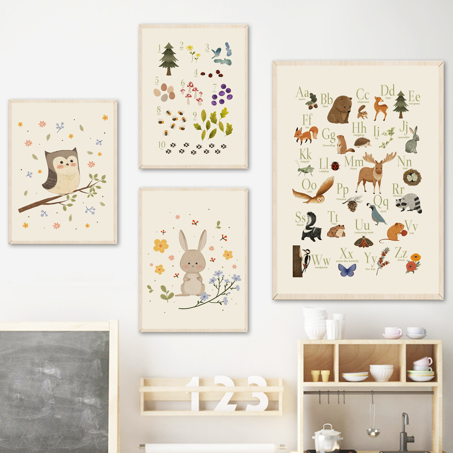 1pc frameless Cute Rabbit Fox  - đánh giá và giá Baby Nursery Art